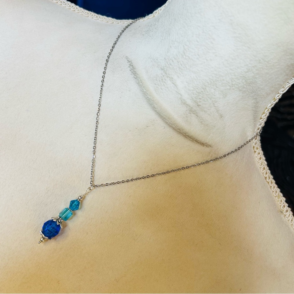 Handcrafted faceted glass acrylic pendant on chain necklace